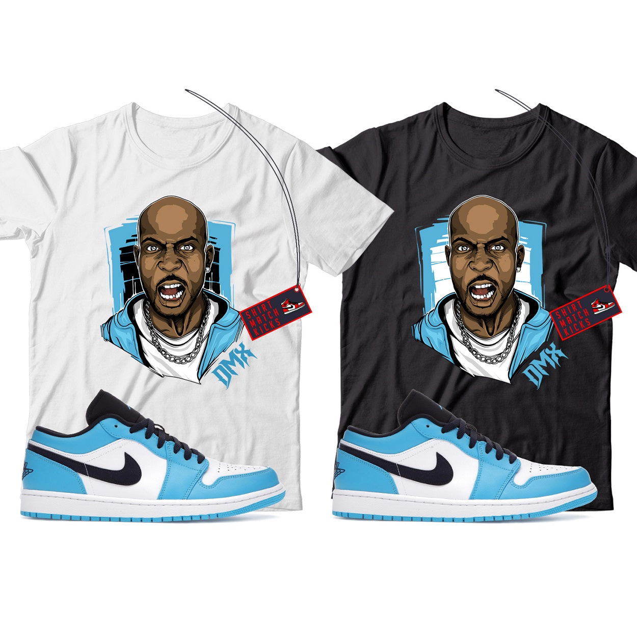 X T-Shirt Match Jordan 1 Low UNC (2021)