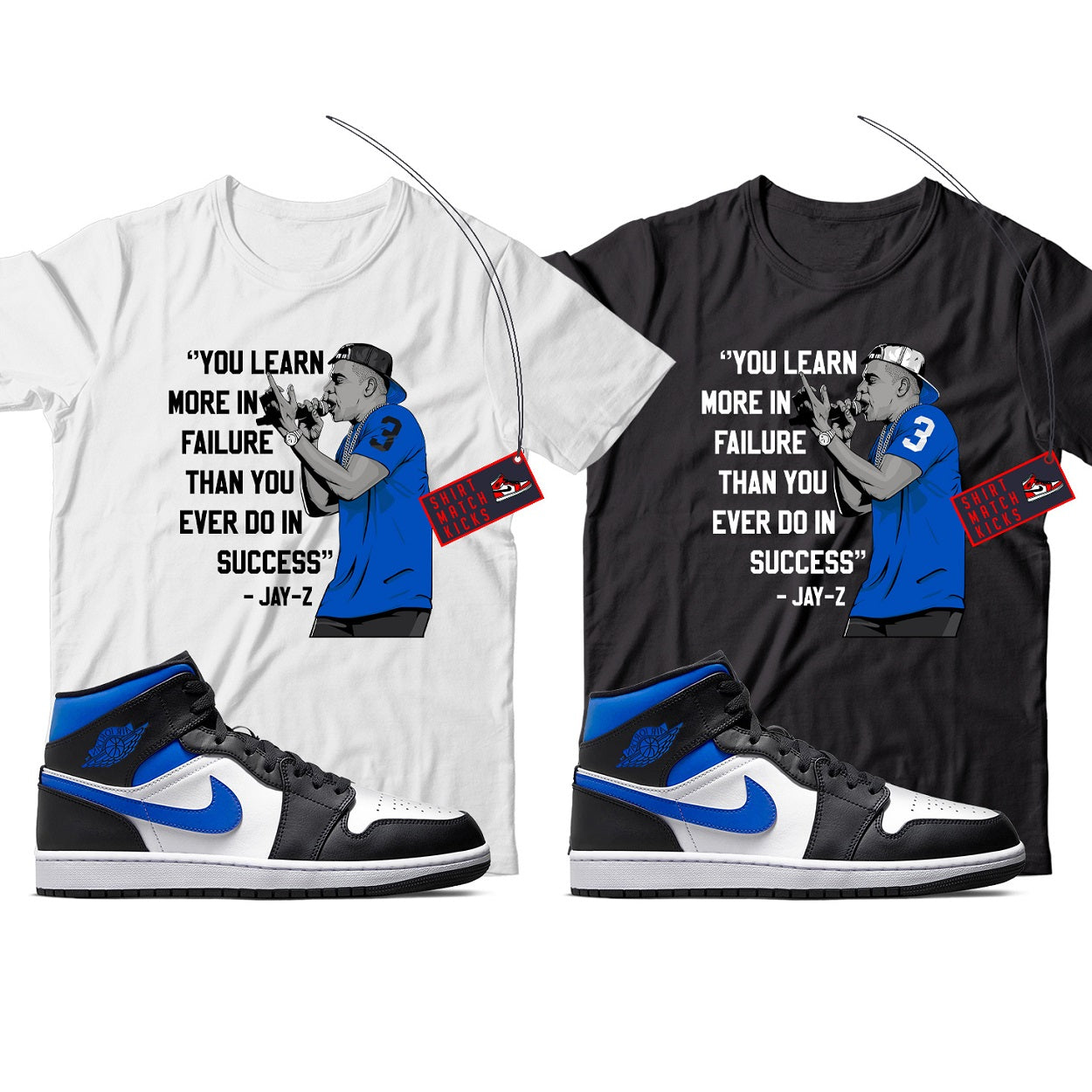 JZ T-Shirt Match Jordan 1 Racer Blue