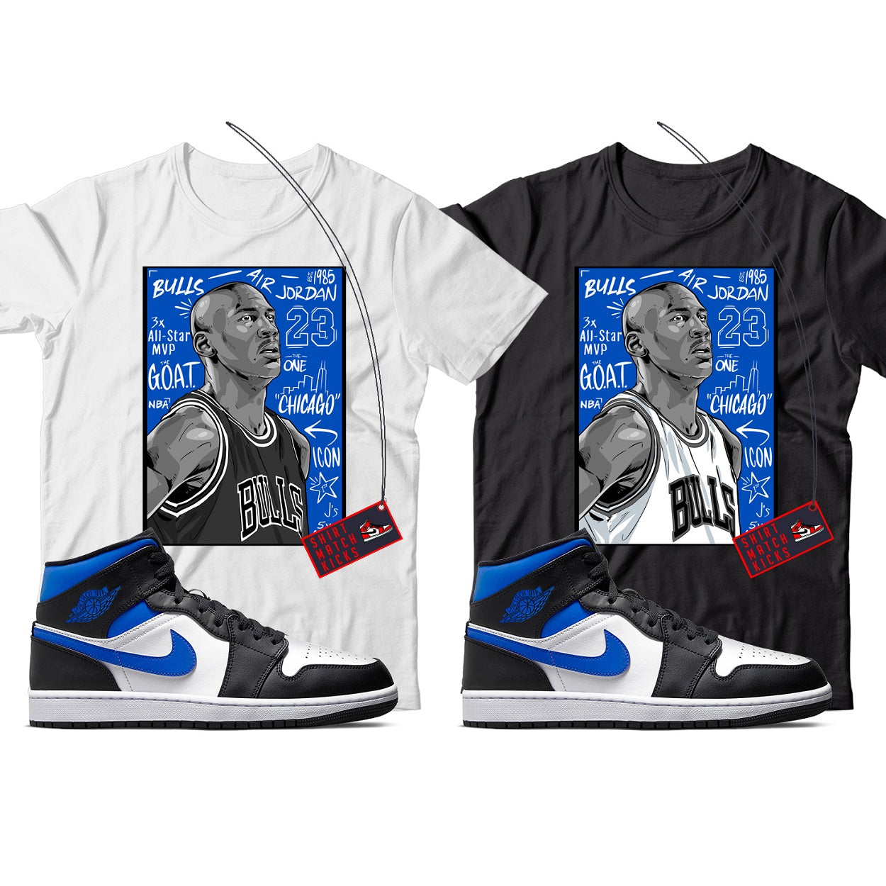 MJ(4) T-Shirt Match Jordan 1 Racer Blue