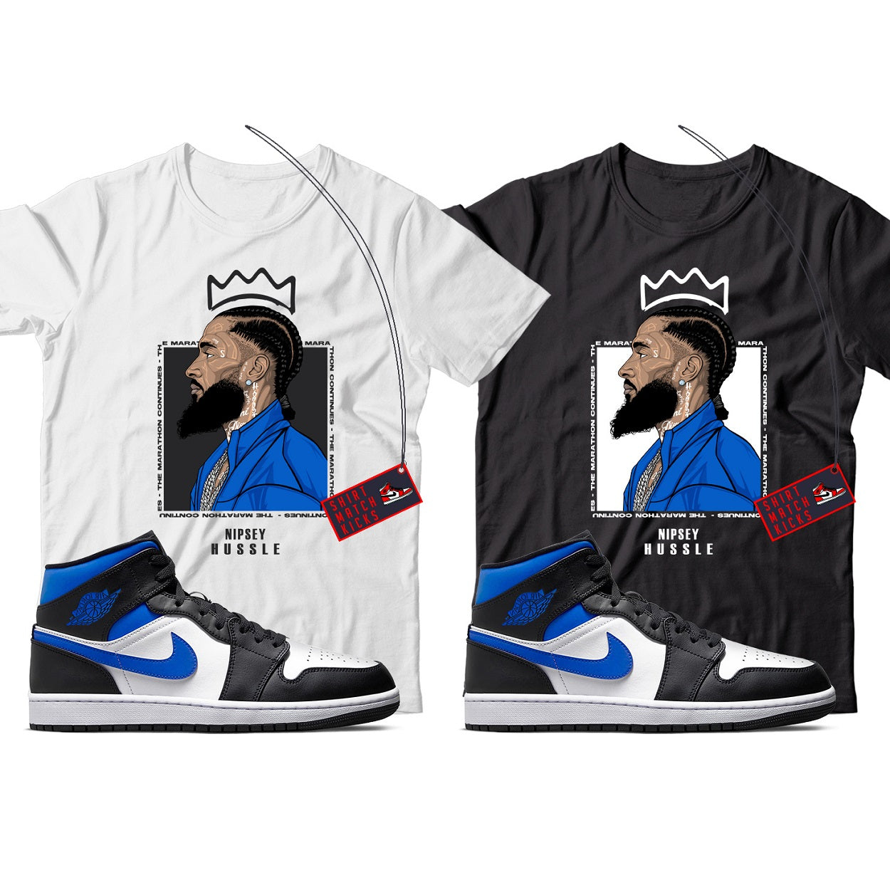 Nipsey(2) T-Shirt Match Jordan 1 Racer Blue