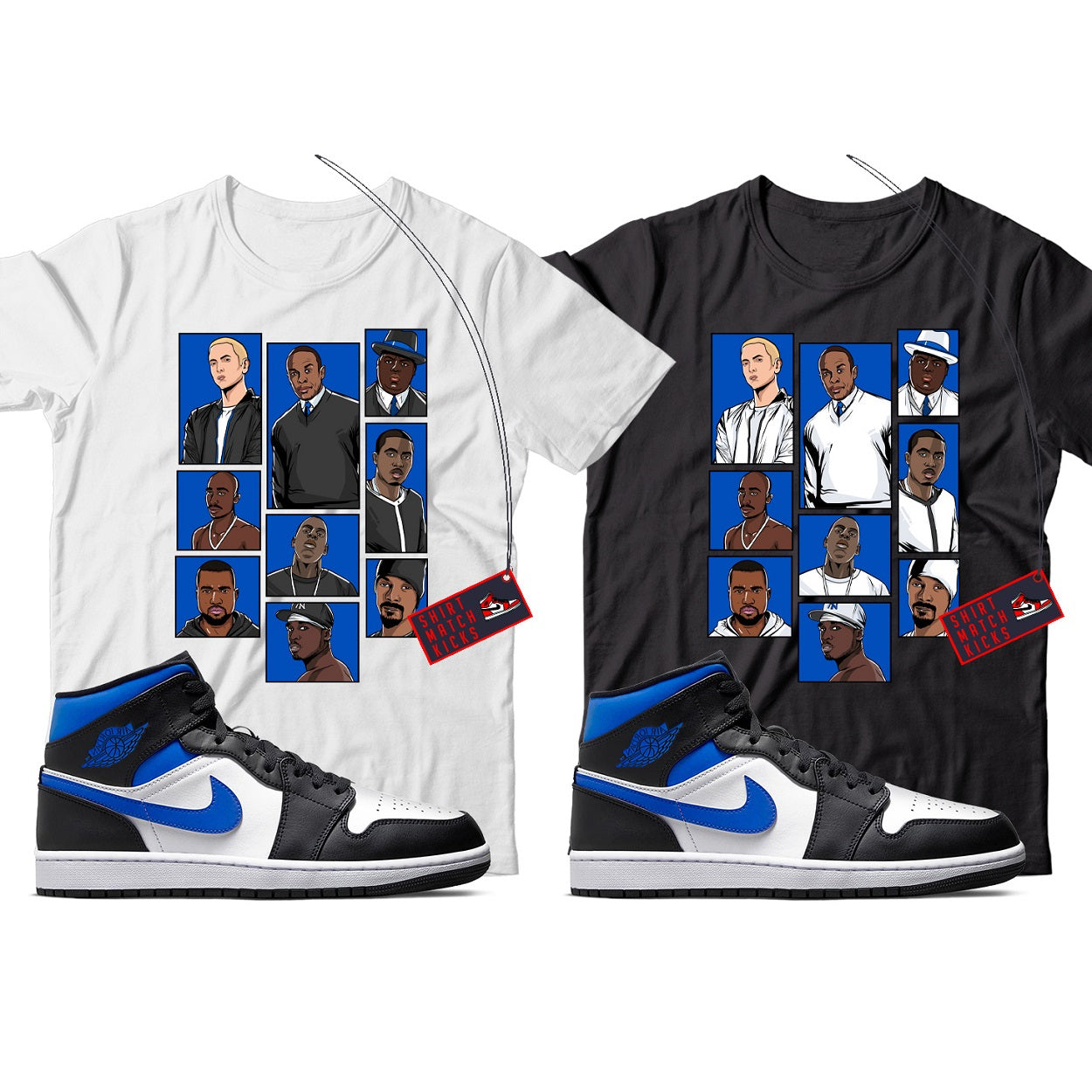 Rap T-Shirt Match Jordan 1 Racer Blue