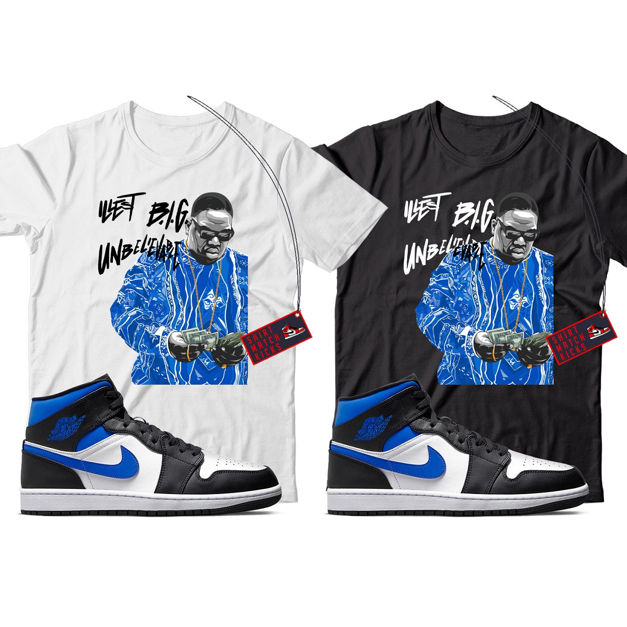 Biggie T-Shirt Match Jordan 1 Racer Blue