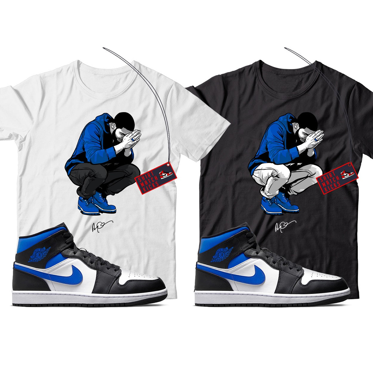 Drizzy T-Shirt Match Jordan 1 Racer Blue