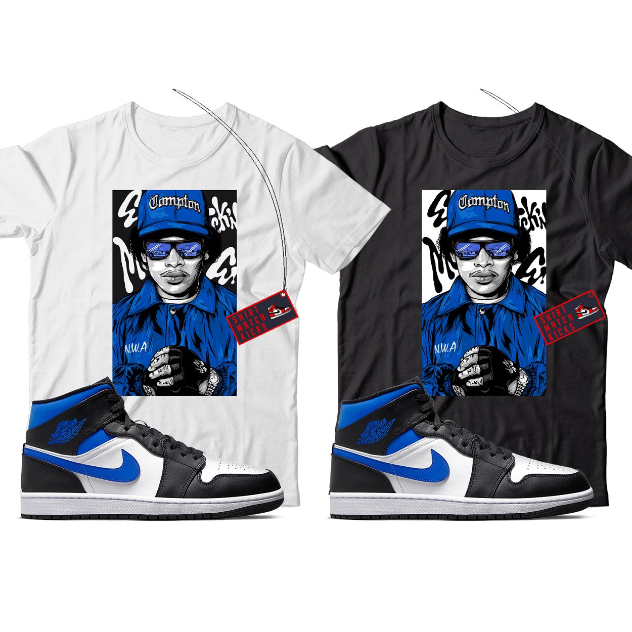 Eazy T-Shirt Match Jordan 1 Racer Blue
