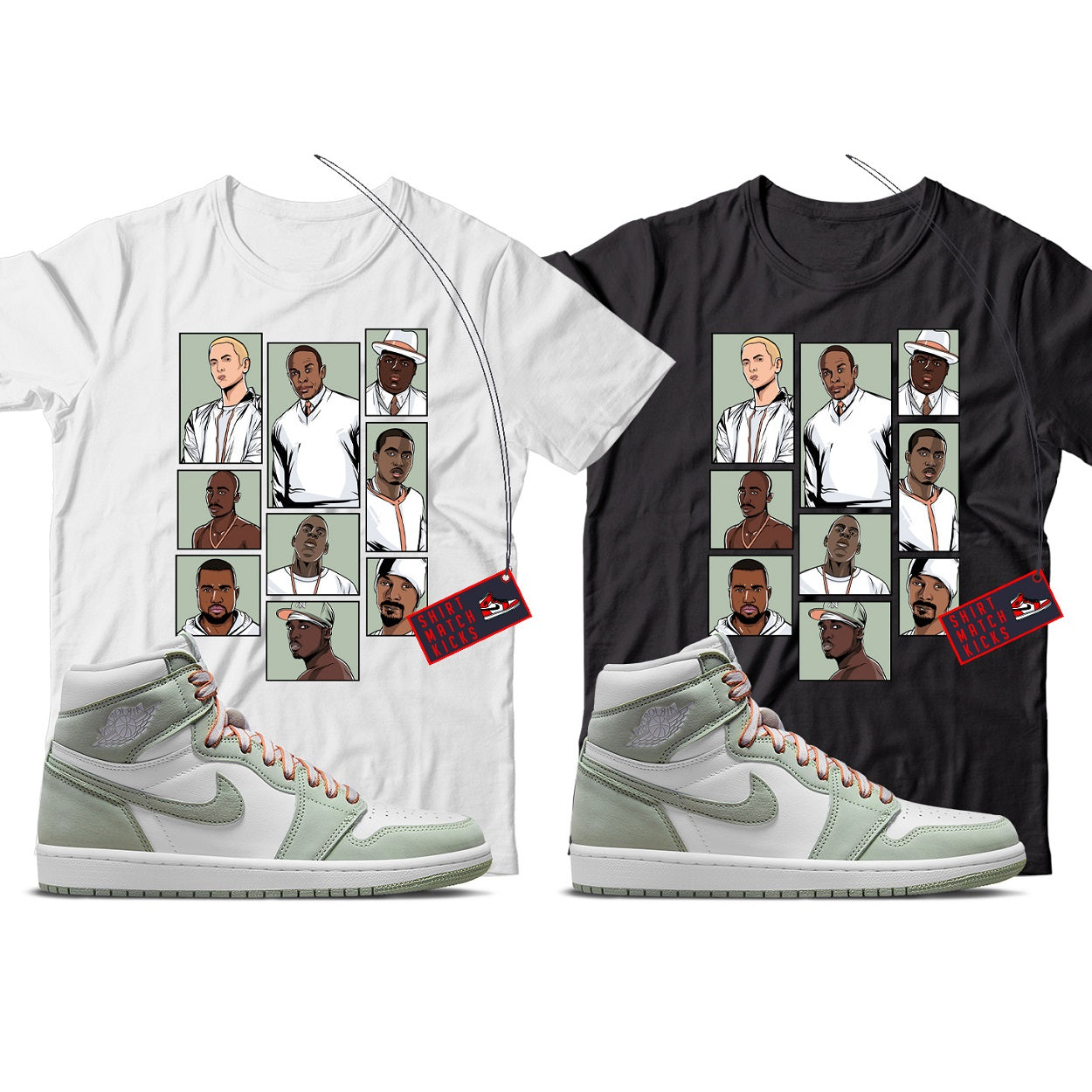 Rap T-Shirt Match Jordan 1 Seafoam