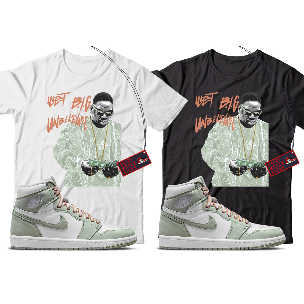 Biggie T-Shirt Match Jordan 1 Seafoam