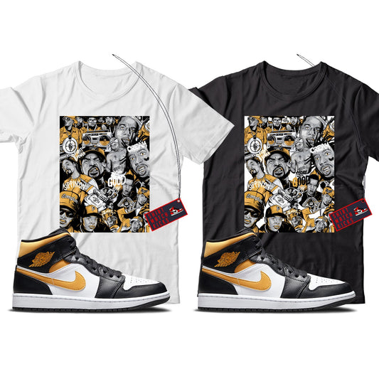 Rap(2) T-Shirt Match Jordan 1 White Pollen Black