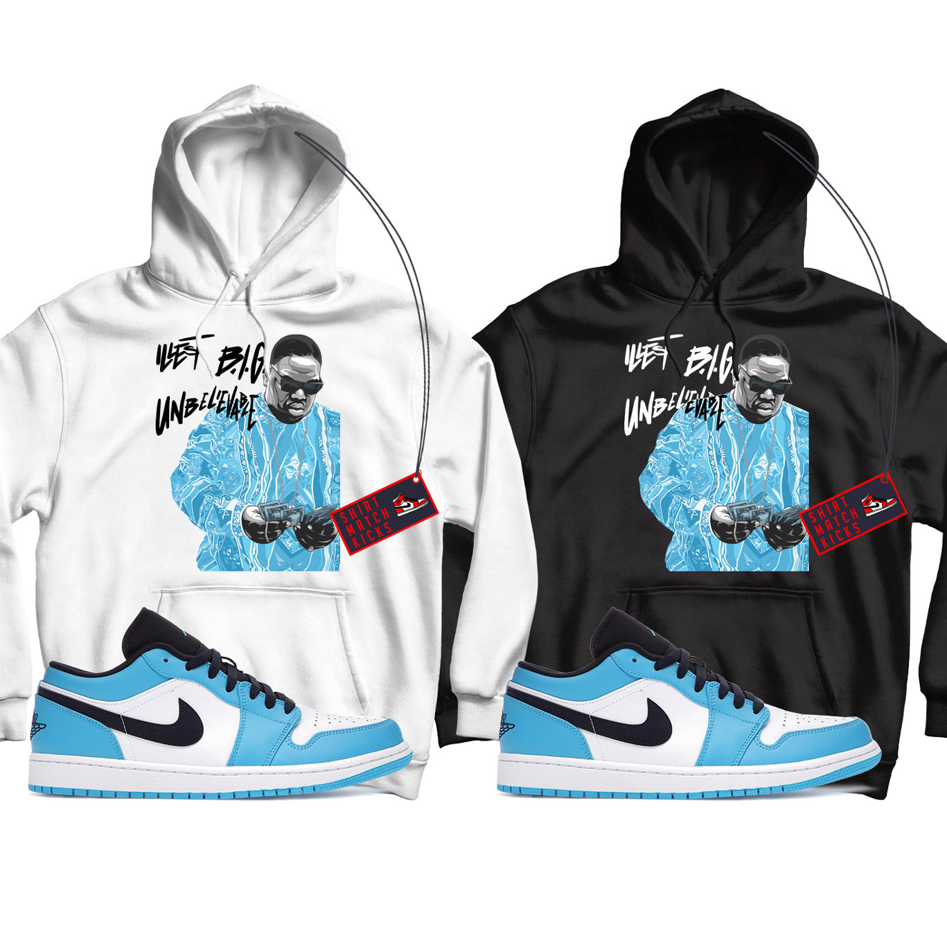 Biggie Hoodie Match Jordan 1 Low UNC (2021)