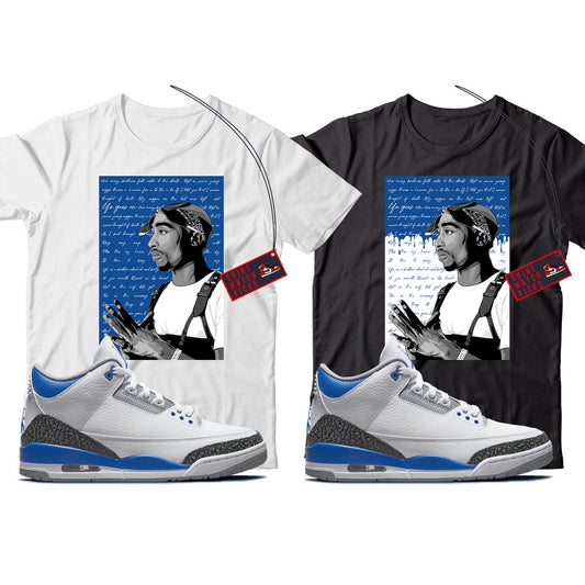 2 Pac(2) T-Shirt Match Jordan 3 Racer Blue