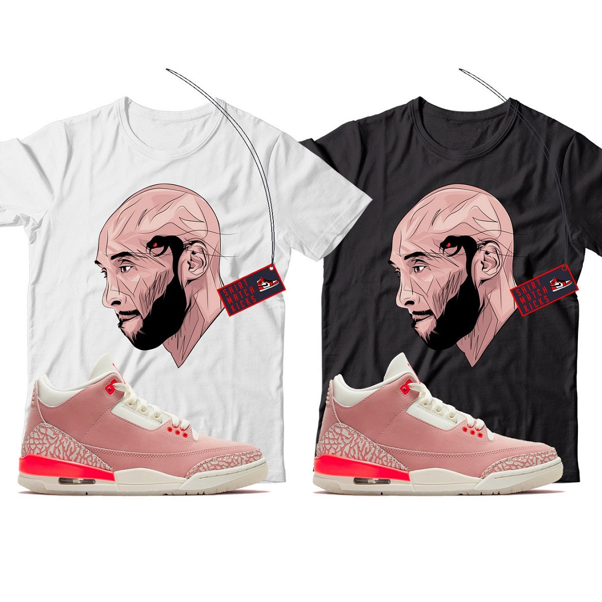 KB T-Shirt Match Jordan 3 Rust Pink