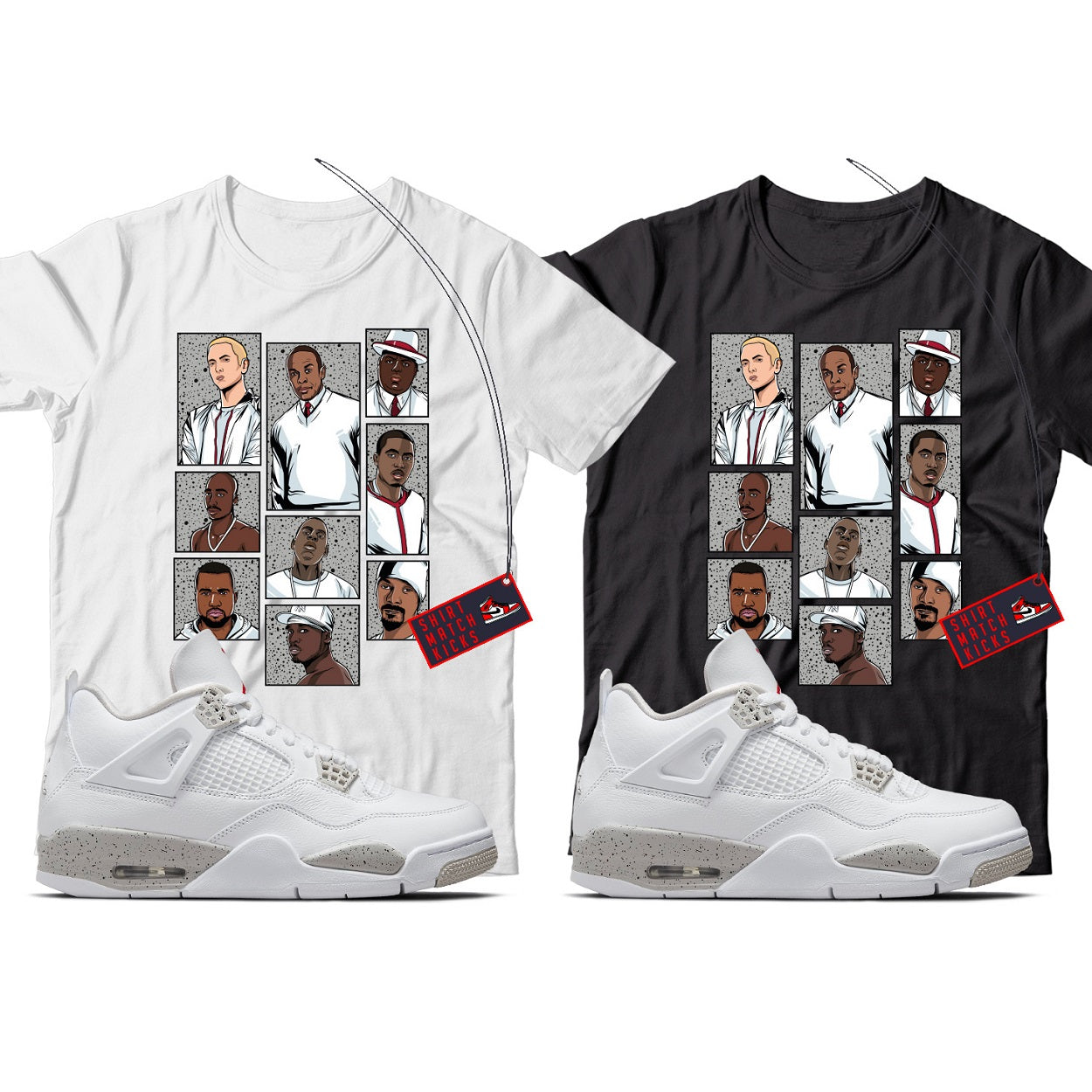 Rap T-Shirt Match Jordan 4 White Oreo