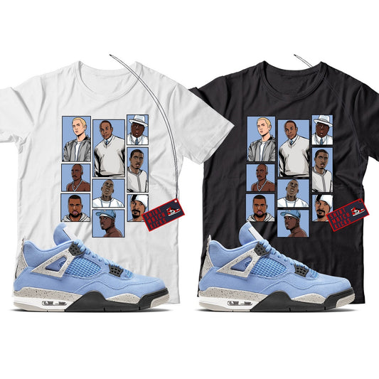 Rap T-Shirt Match Jordan 4 University Blue