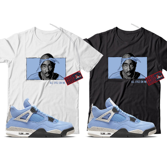 2 Pac(3) T-Shirt Match Jordan 4 University Blue