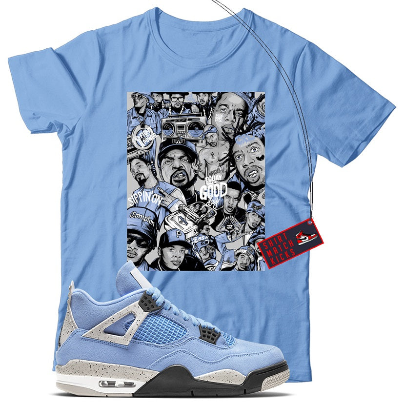 Rap(2) T-Shirt Match Jordan 4 University Blue