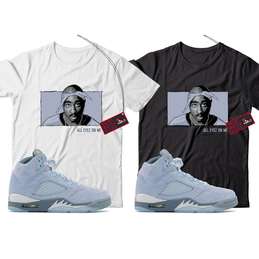 2 Pac T-Shirt Match Jordan 5 Bluebird