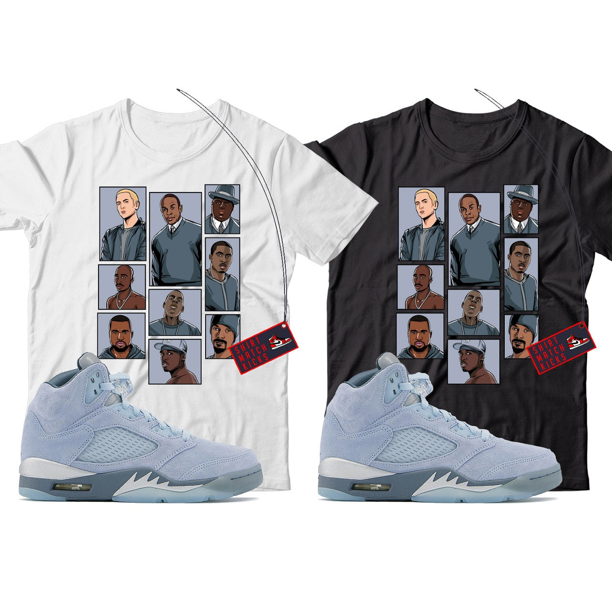 Rap T-Shirt Match Jordan 5 Bluebird