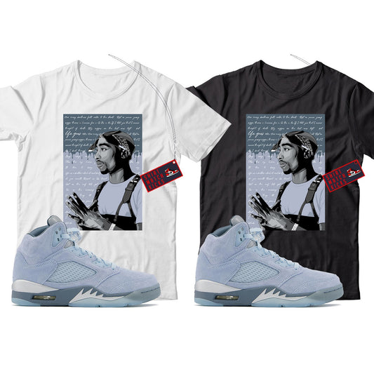 2 Pac(2) T-Shirt Match Jordan 5 Bluebird