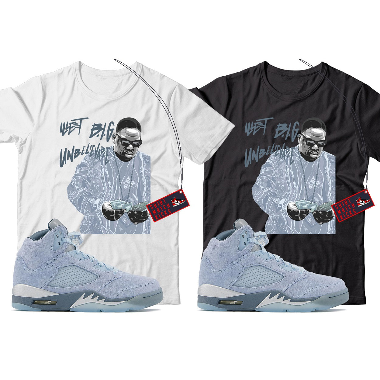 Biggie T-Shirt Match Jordan 5 Bluebird