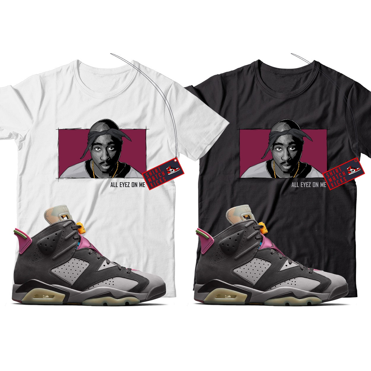 2 Pac T-Shirt Match Jordan 6 Bordeaux