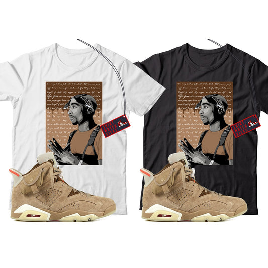 2 Pac(3) T-Shirt Match Travis Scott x Jordan 6 British Khaki