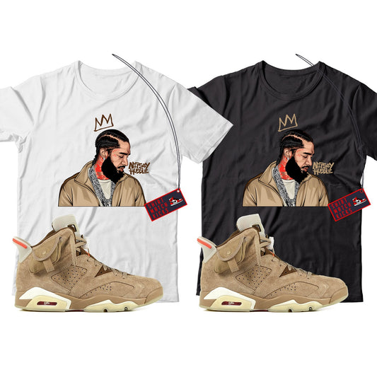 Nipsey T-Shirt Match Travis Scott x Jordan 6 British Khaki