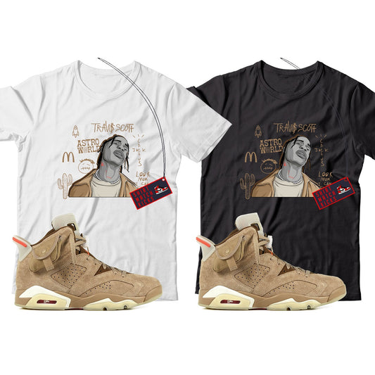 Travis(2) T-Shirt Match Travis Scott x Jordan 6 British Khaki