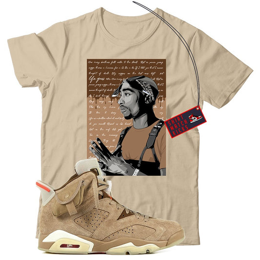 2 Pac(3) T-Shirt Match Travis Scott x Jordan 6 British Khaki