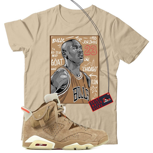 MJ(2) T-Shirt Match Travis Scott x Jordan 6 British Khaki