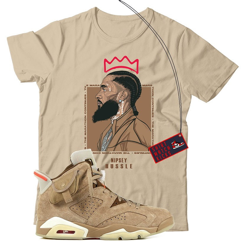 Nipsey(2) T-Shirt Match Travis Scott x Jordan 6 British Khaki