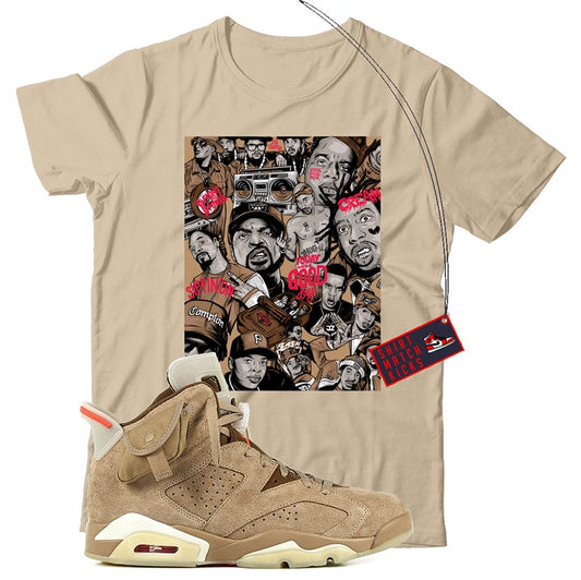 Rap(2) T-Shirt Match Travis Scott x Jordan 6 British Khaki