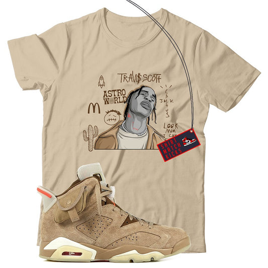 Travis(2) T-Shirt Match Travis Scott x Jordan 6 British Khaki