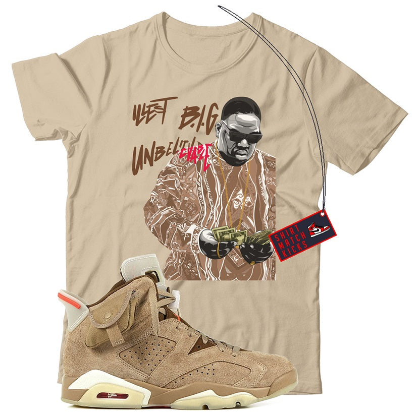 Biggie T-Shirt Match Travis Scott x Jordan 6 British Khaki