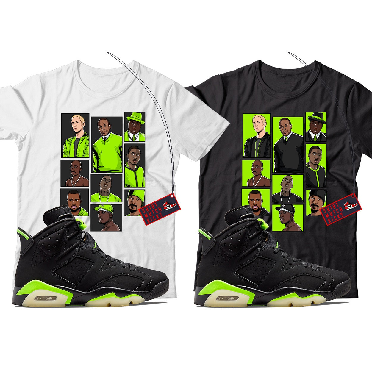 Rap T-Shirt Match Jordan 6 Electric Green