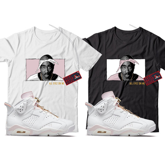 2 Pac T-Shirt Match Jordan 6 Gold Hoops