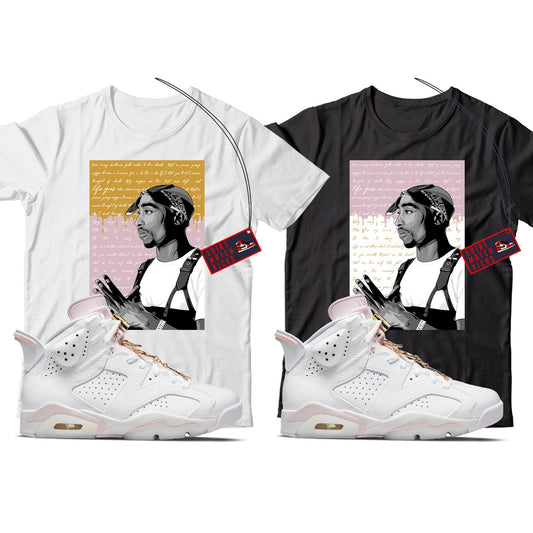 2 Pac(2) T-Shirt Match Jordan 6 Gold Hoops