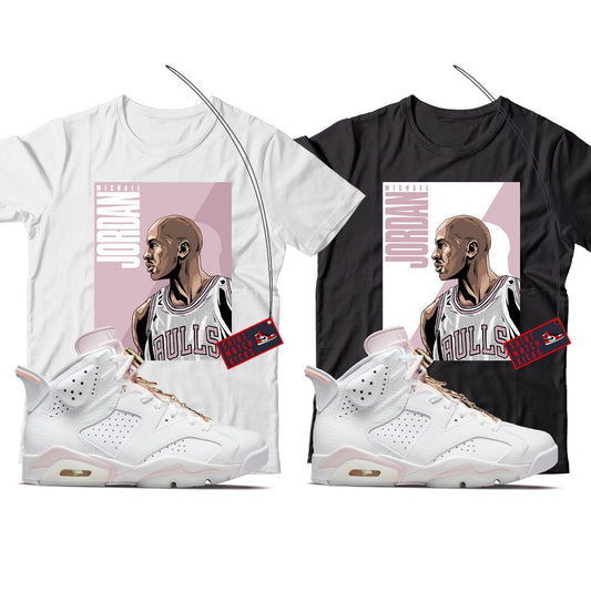 MJ(2) T-Shirt Match Jordan 6 Gold Hoops