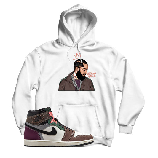 Nipsey Hoodie Match Jordan 1 Hand Crafted (White)