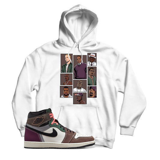 Rap Hoodie Match Jordan 1 Hand Crafted (White)