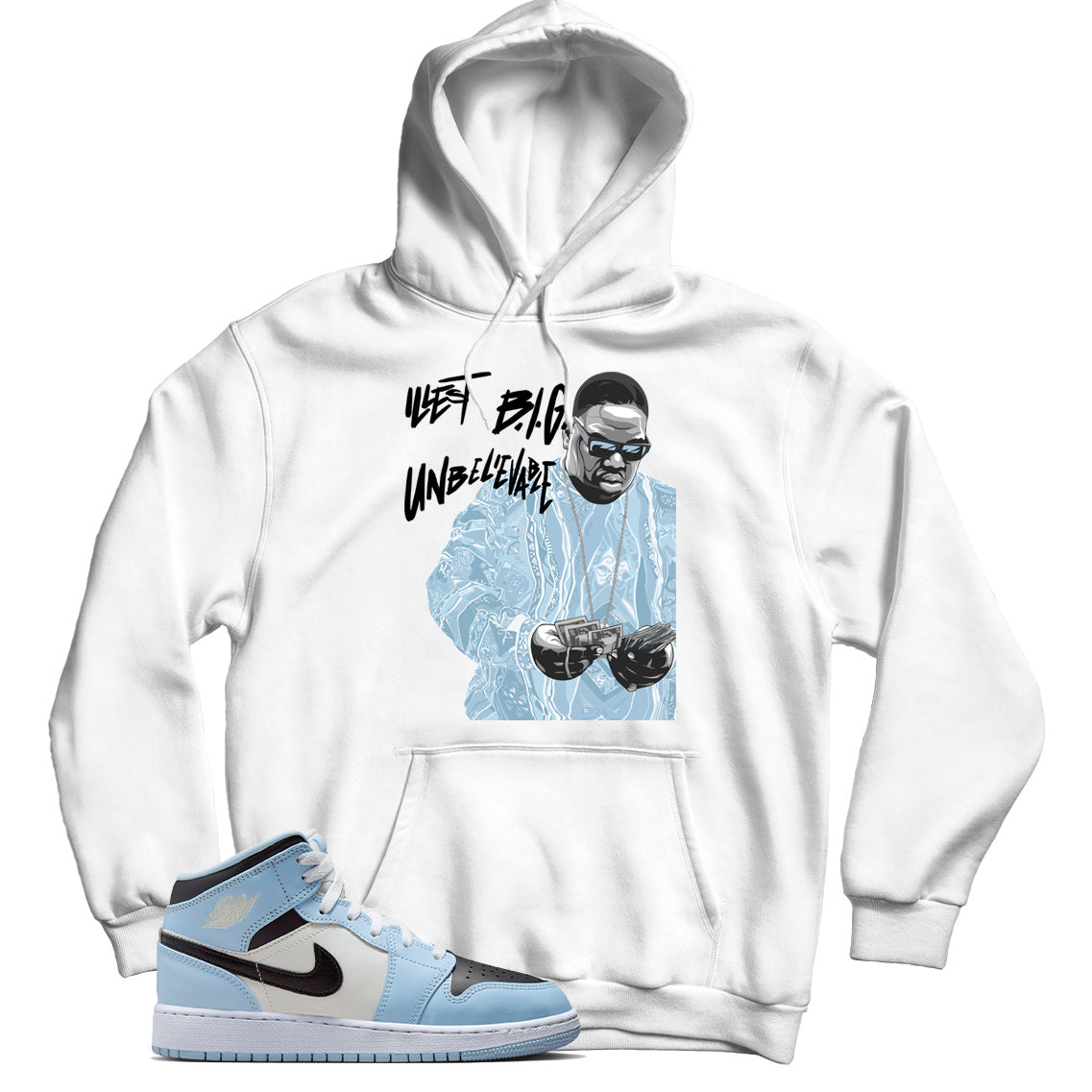 Jordan 1 Ice Blue hoodie