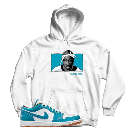 2 Pac Hoodie Match Jordan 1 Low Barcelona (White)