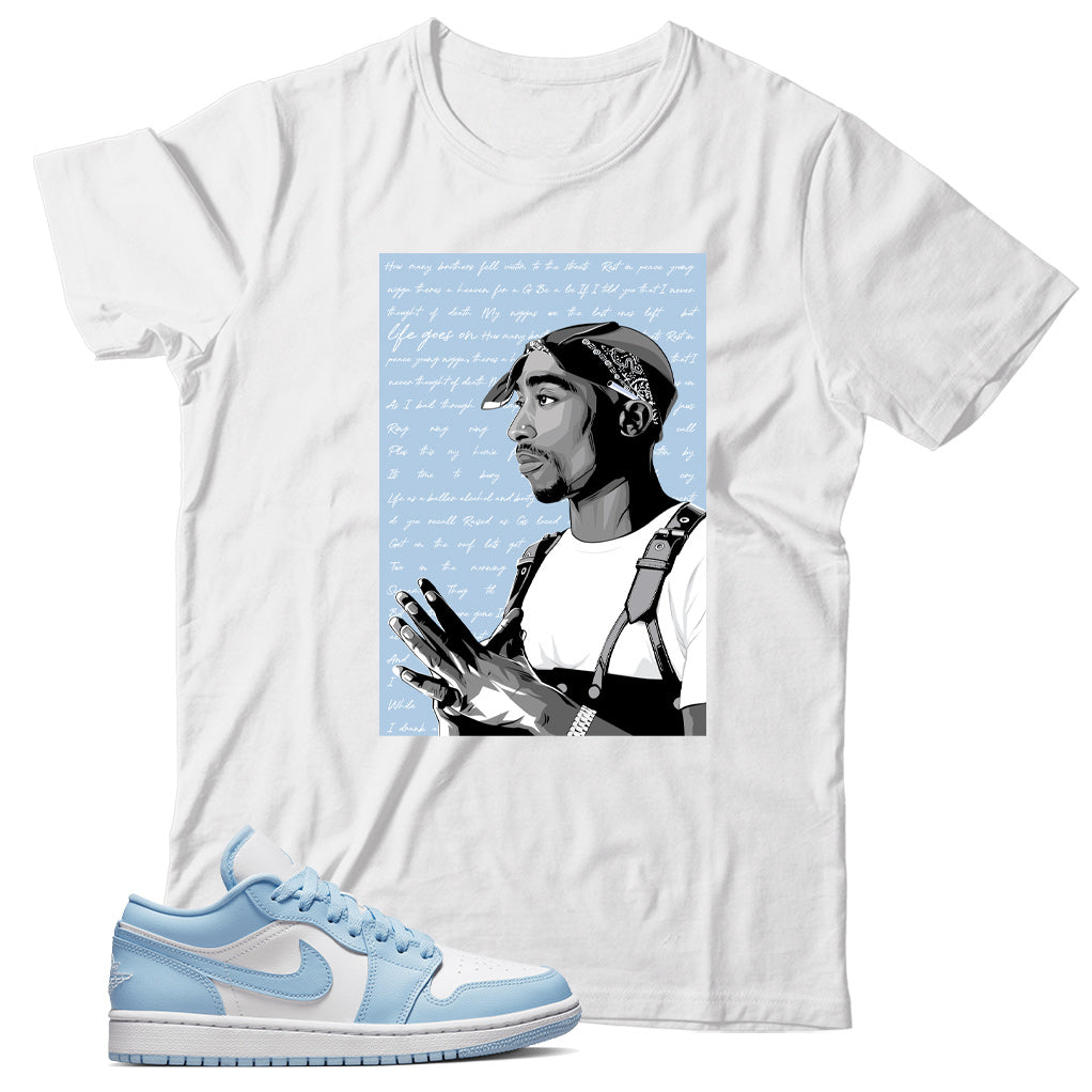 Jordan 1 Low Ice Blue shirt