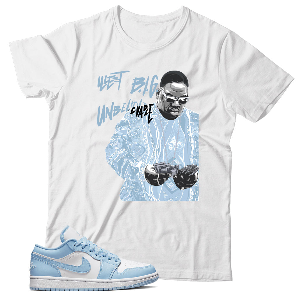 Jordan 1 Low Ice Blue shirt