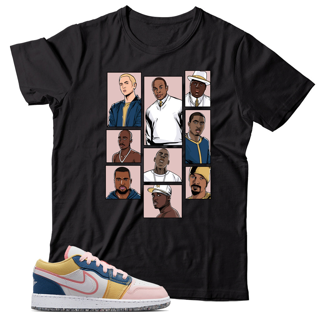 T-Shirt Match Jordan 1 Low Multi-Color Canvas