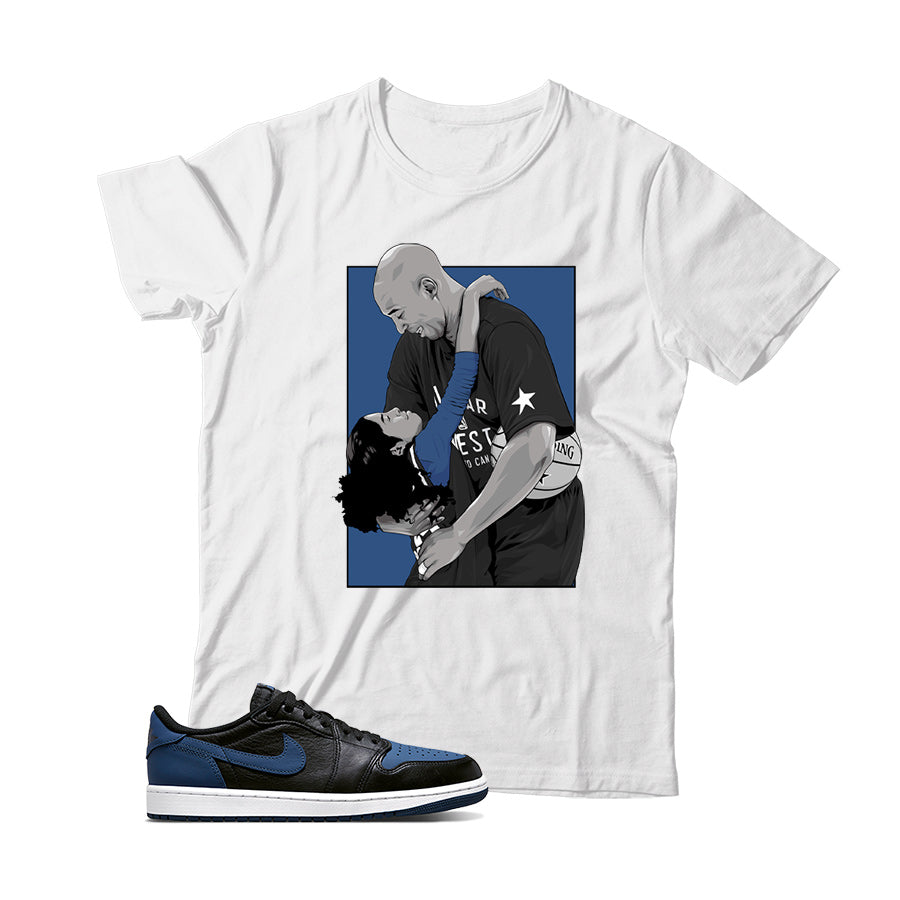 Jordan 1 Low Mystic Navy shirt