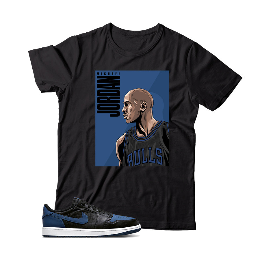 Jordan 1 Low Mystic Navy shirt