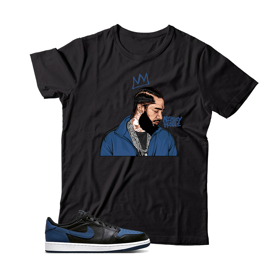 Jordan 1 Low Mystic Navy shirt