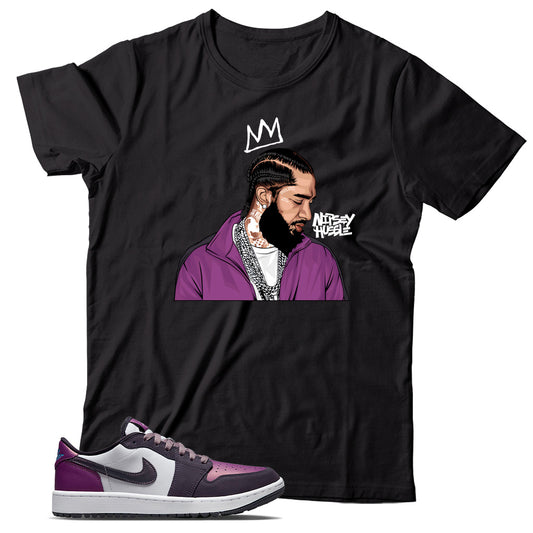 Jordan 1 Low Golf Purple Smoke shirt