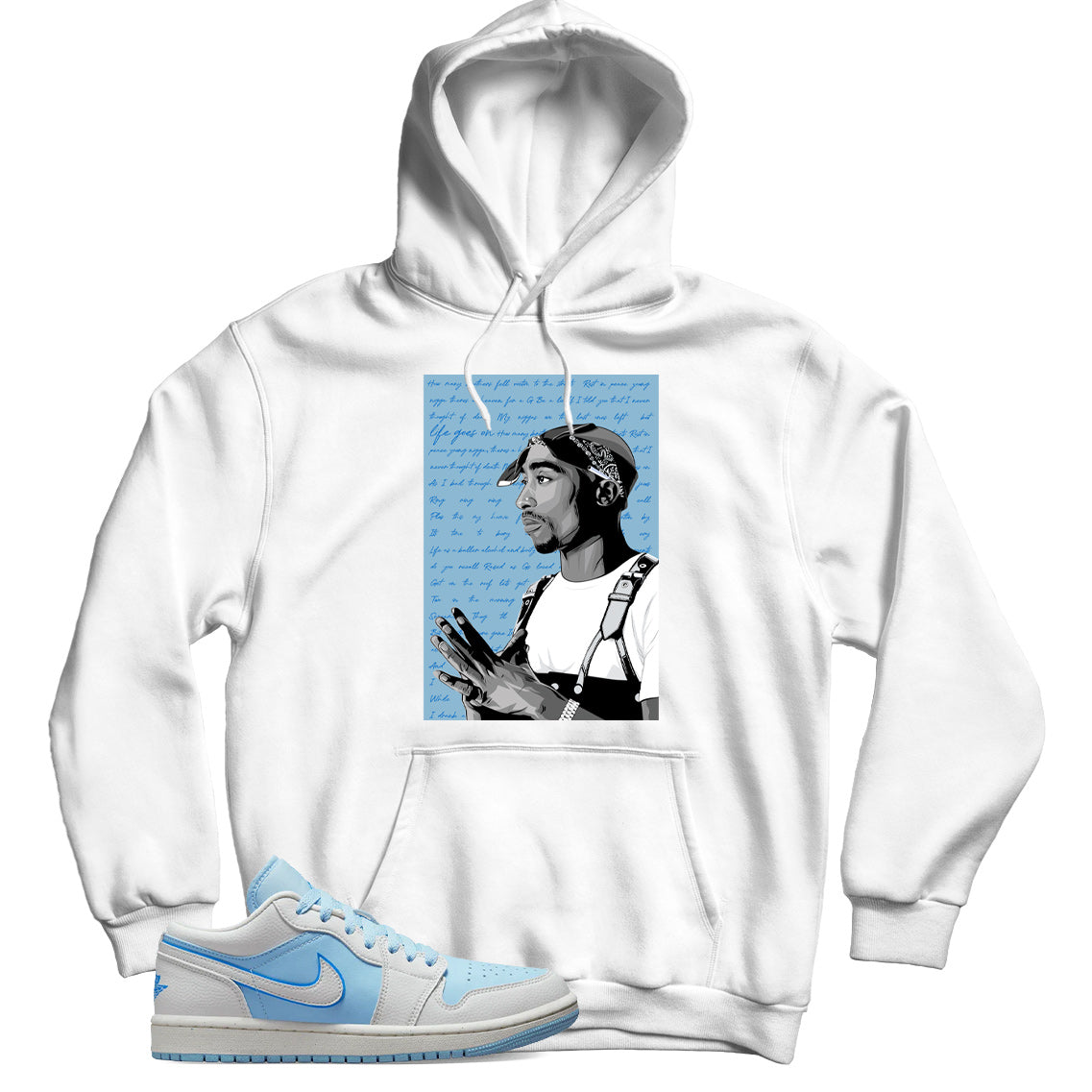 Jordan 1 Low Reverse Ice Blue hoodie