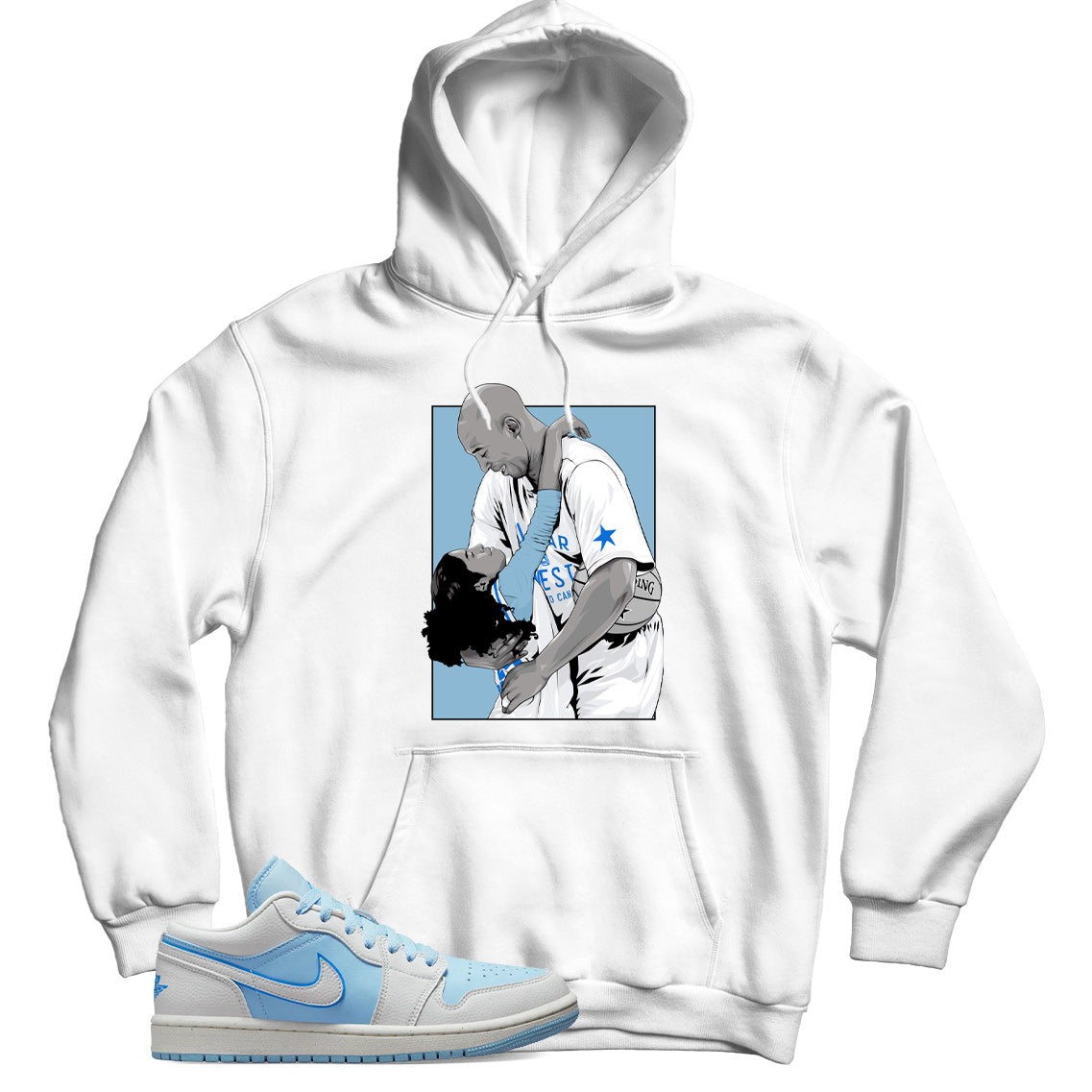 Jordan 1 Low Reverse Ice Blue hoodie