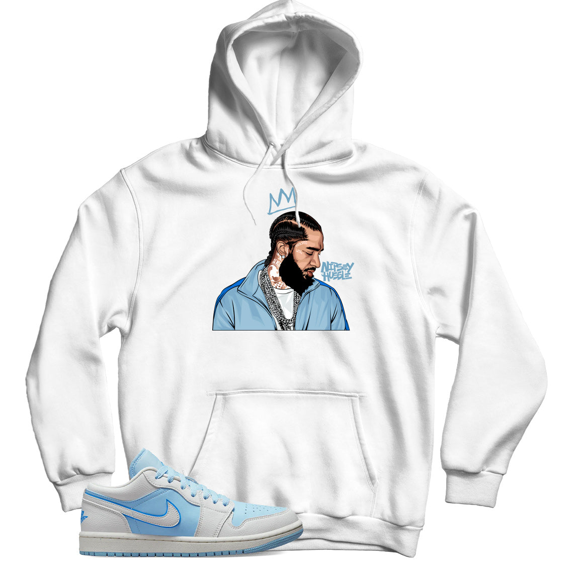 Jordan 1 Low Reverse Ice Blue hoodie